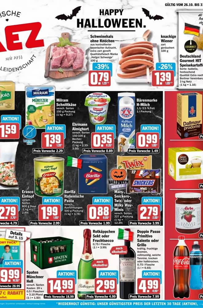 Titelseite des Prospekts von AEZ, gültig 26–31 Oktober 2026