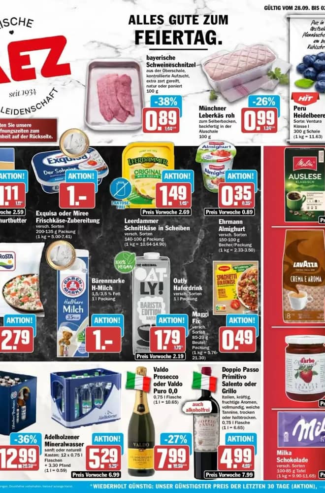 Titelseite des Prospekts von AEZ, gültig 28. September 2026 – 2. Oktober 2026