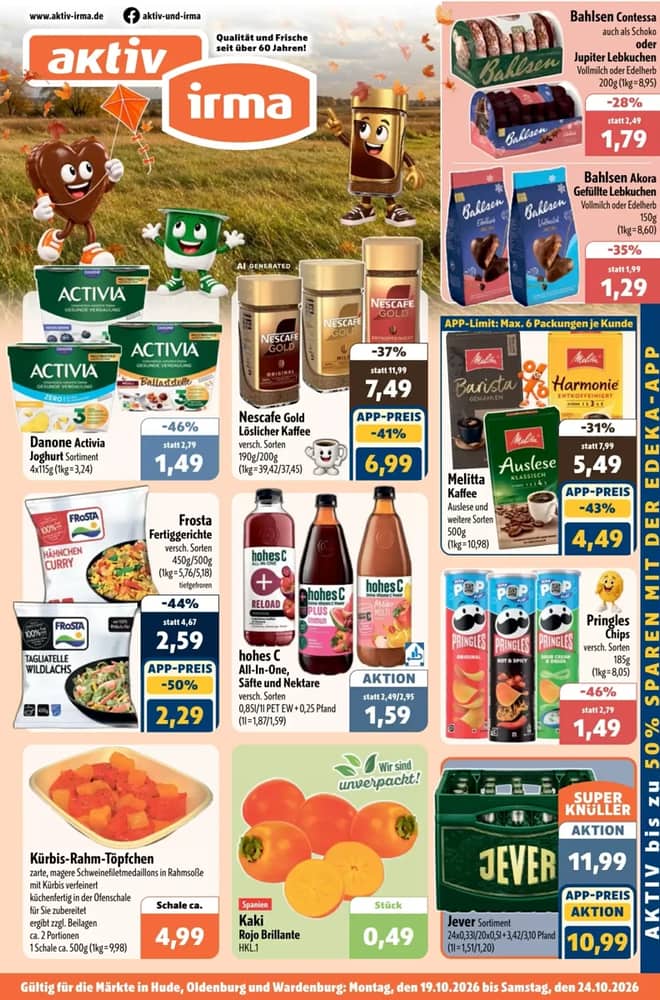 Titelseite des Prospekts von Aktiv Irma, gültig 19–24 Oktober 2026