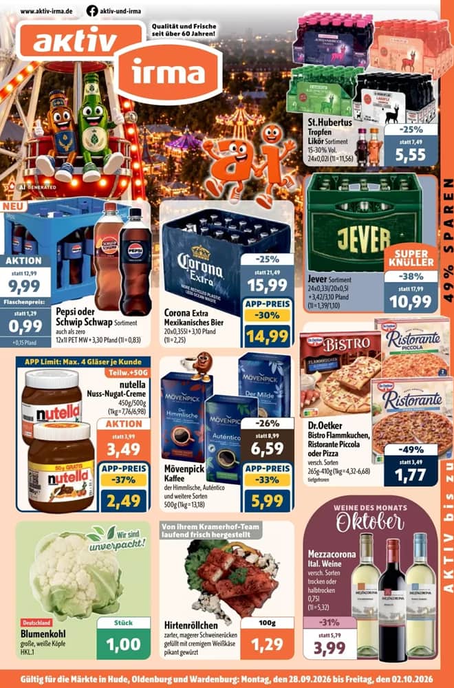 Titelseite des Prospekts von Aktiv Irma, gültig 28. September 2026 – 3. Oktober 2026