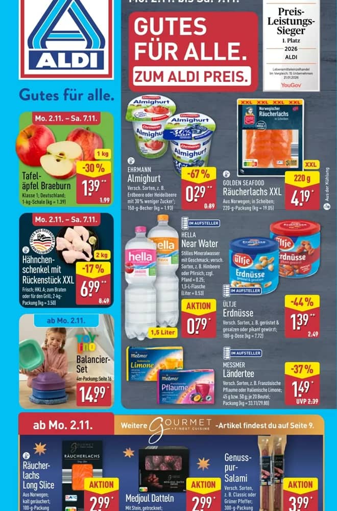 Titelseite des Prospekts von Aldi Nord, gültig 2–7 November 2026