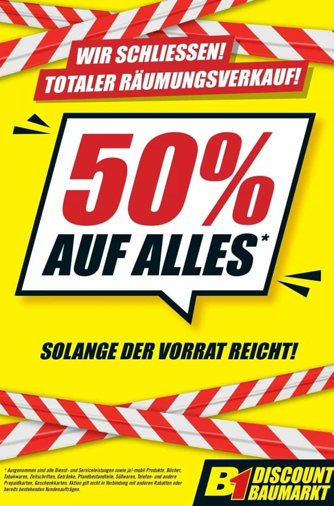 Titelseite des Prospekts von B1 Discount Baumarkt, gültig 29. Oktober 2026 – 1. November 2026