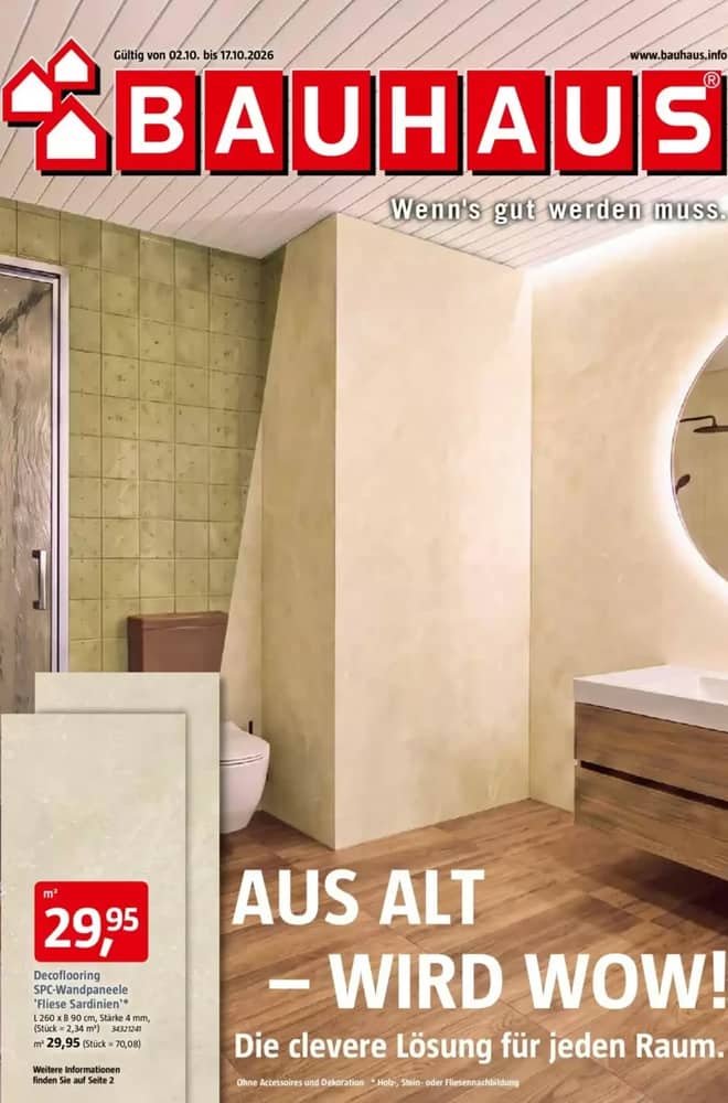 Titelseite des Prospekts von Bauhaus, gültig 2–17 Oktober 2026