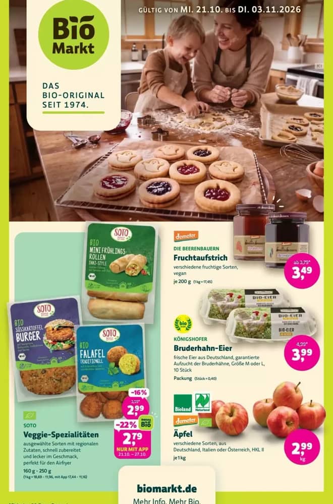Titelseite des Prospekts von Biomarkt, gültig 21. Oktober 2026 – 3. November 2026