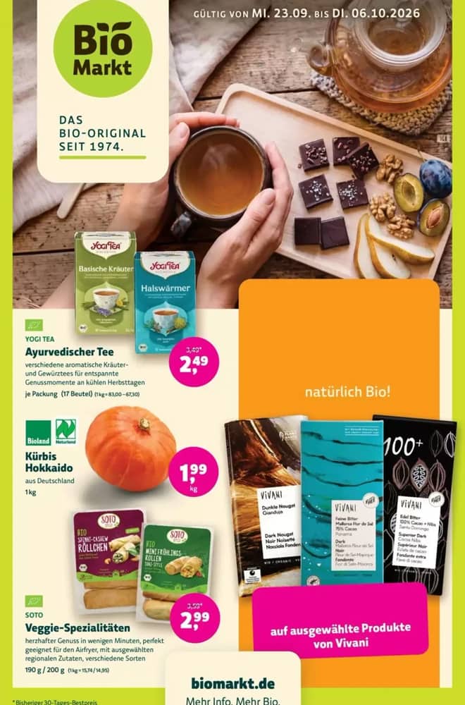 Titelseite des Prospekts von Biomarkt, gültig 23. September 2026 – 6. Oktober 2026
