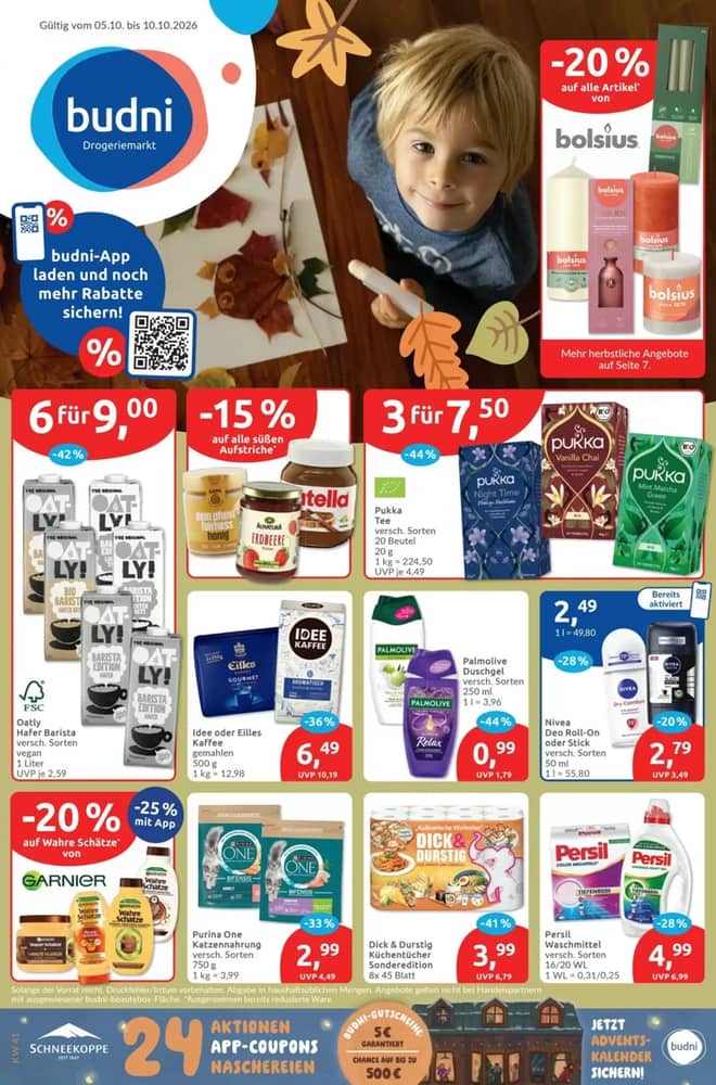 Titelseite des Prospekts von Budni, gültig 5–10 Oktober 2026