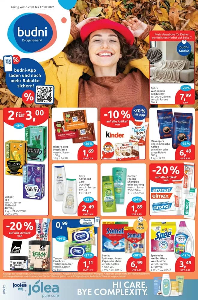 Titelseite des Prospekts von Budni, gültig 12–17 Oktober 2026