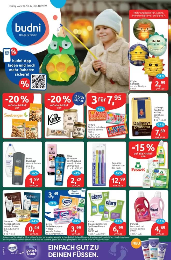 Titelseite des Prospekts von Budni, gültig 26–30 Oktober 2026