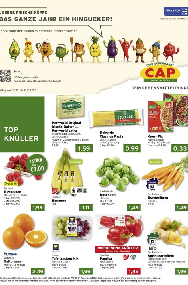 Titelseite des Prospekts von CAP-Markt, gültig 26–31 Oktober 2026