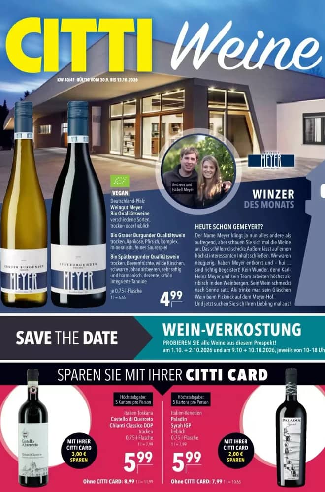 Titelseite des Prospekts von Citti-Markt, gültig 30. September 2026 – 13. Oktober 2026