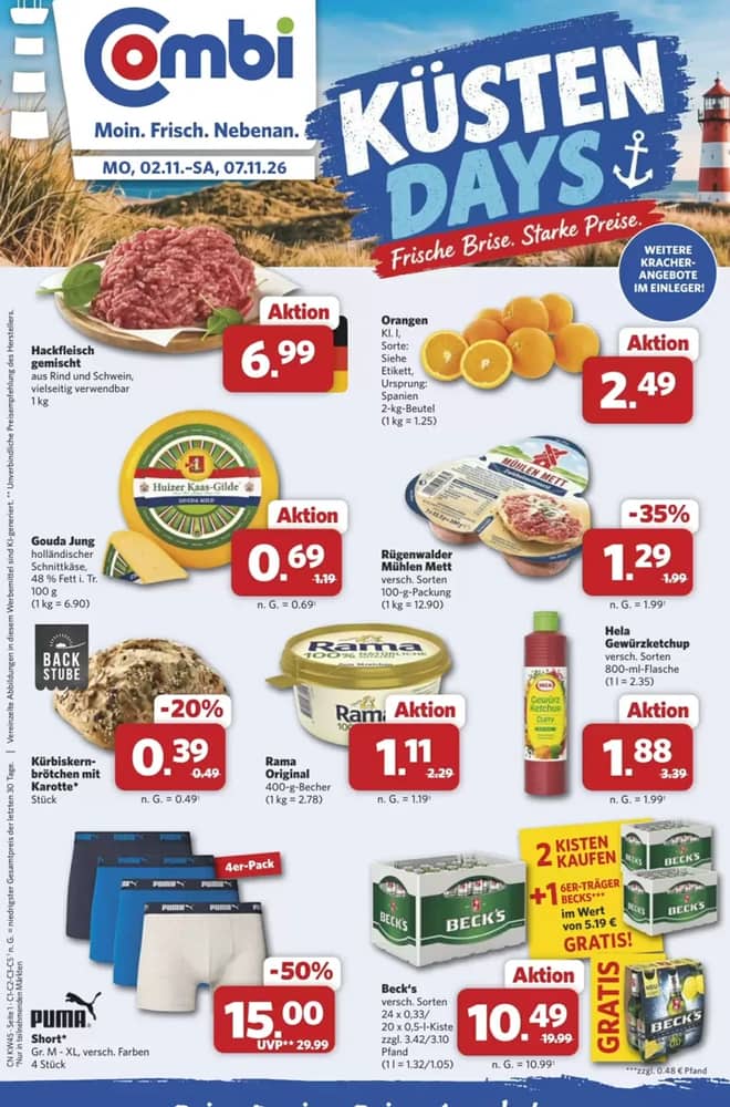 Titelseite des Prospekts von Combi, gültig 2–7 November 2026