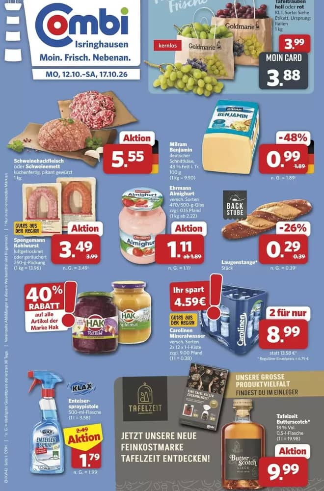 Titelseite des Prospekts von Combi, gültig 12–17 Oktober 2026