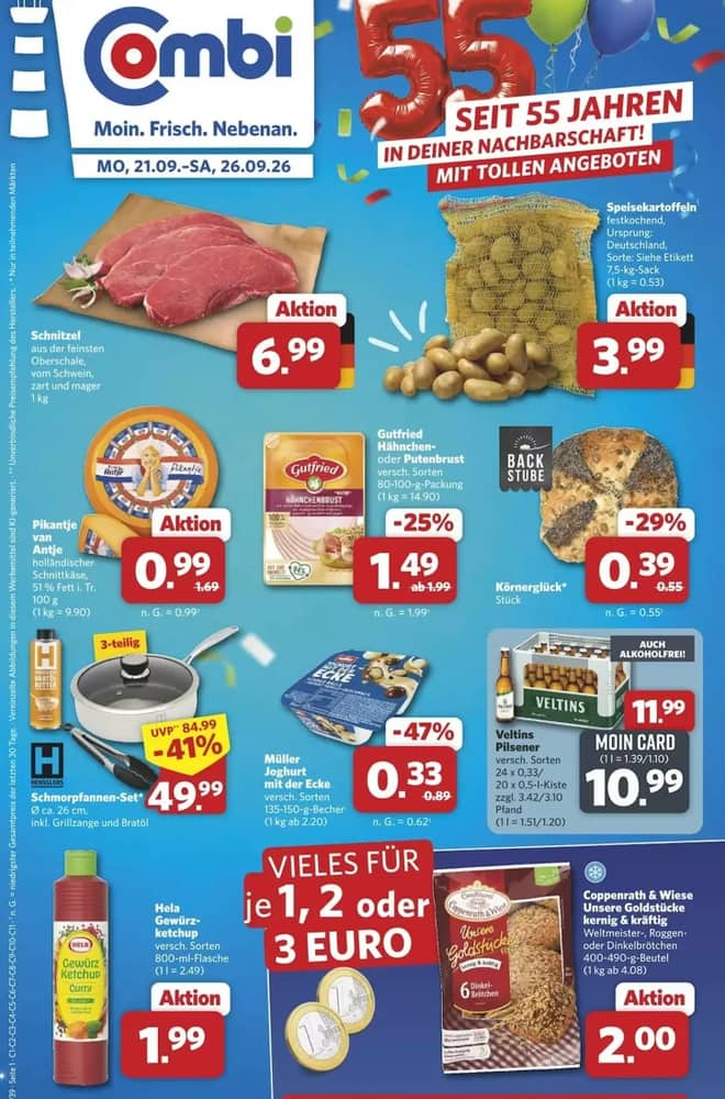 Titelseite des Prospekts von Combi, gültig 21–26 September 2026