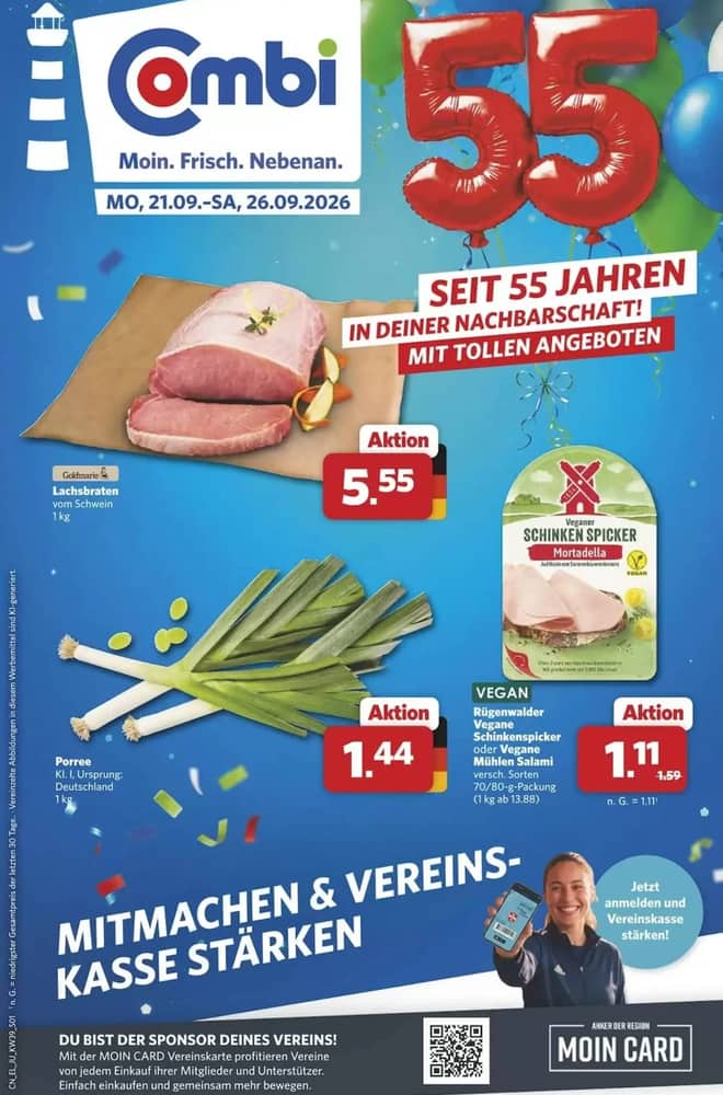 Titelseite des Prospekts von Combi, gültig 21–26 September 2026