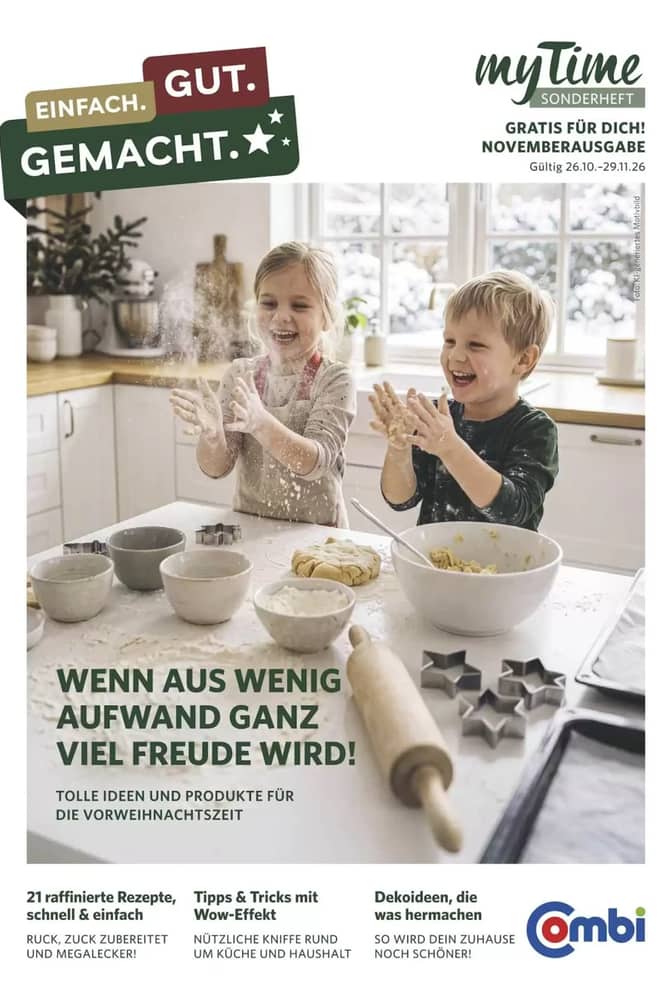 Titelseite des Prospekts von Combi, gültig 26. Oktober 2026 – 29. November 2026