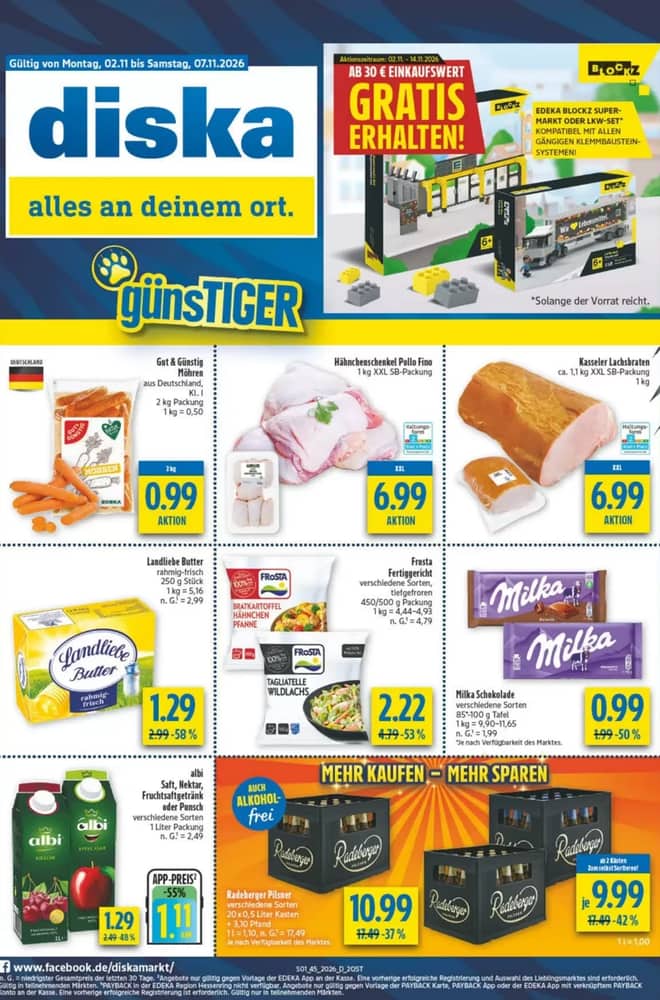 Titelseite des Prospekts von Diska, gültig 2–7 November 2026