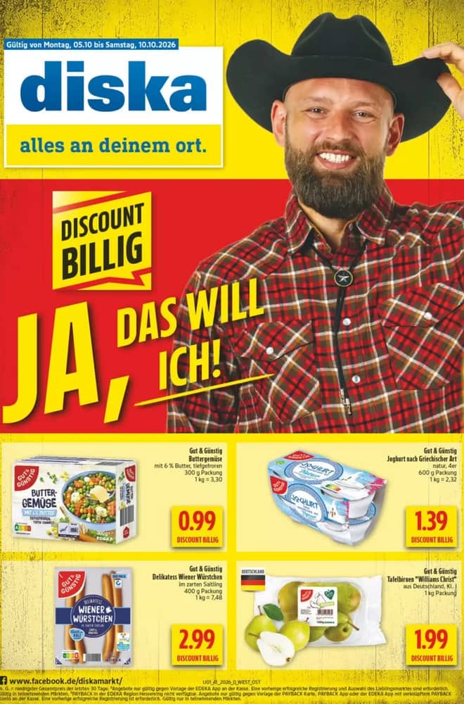 Titelseite des Prospekts von Diska, gültig 5–10 Oktober 2026
