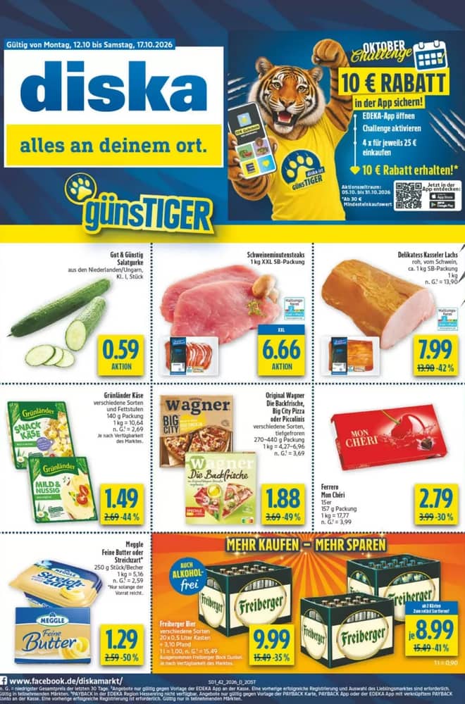 Titelseite des Prospekts von Diska, gültig 12–17 Oktober 2026
