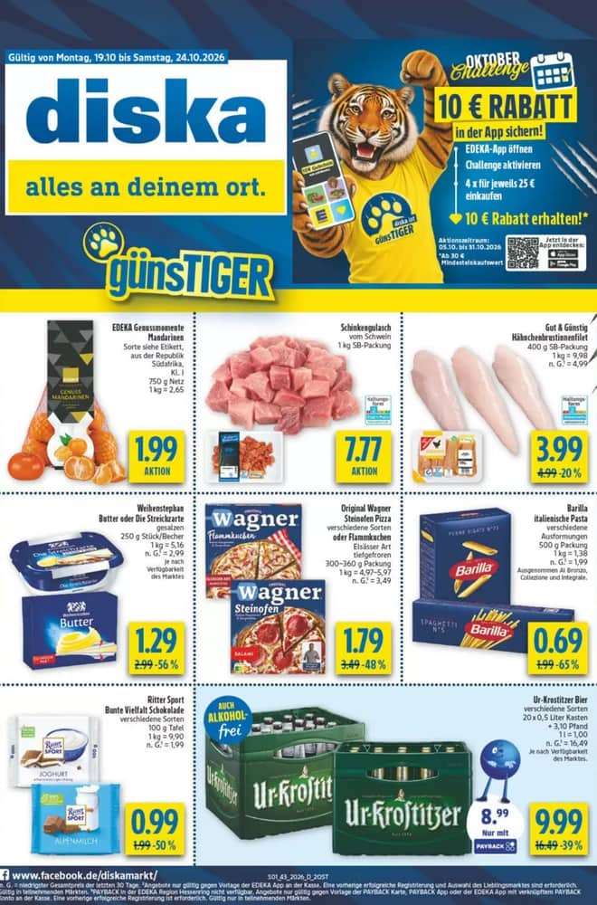 Titelseite des Prospekts von Diska, gültig 19–24 Oktober 2026