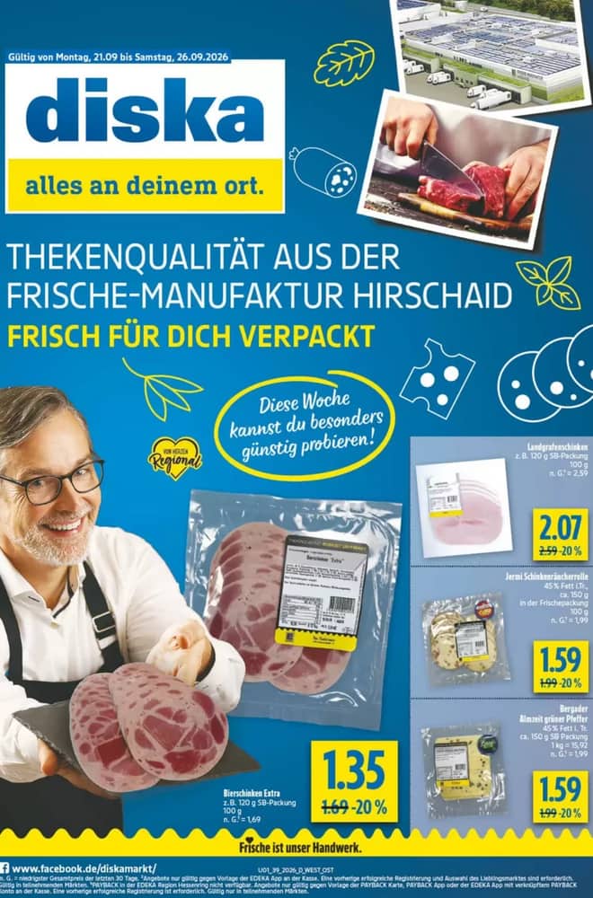 Titelseite des Prospekts von Diska, gültig 21–26 September 2026