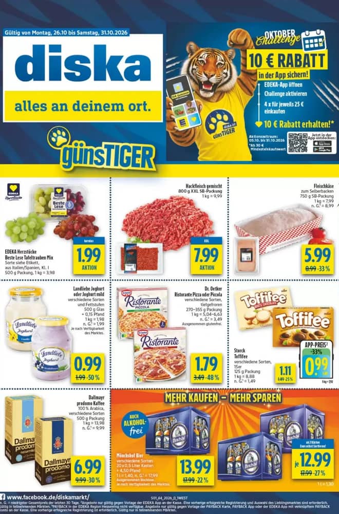 Titelseite des Prospekts von Diska, gültig 26–30 Oktober 2026