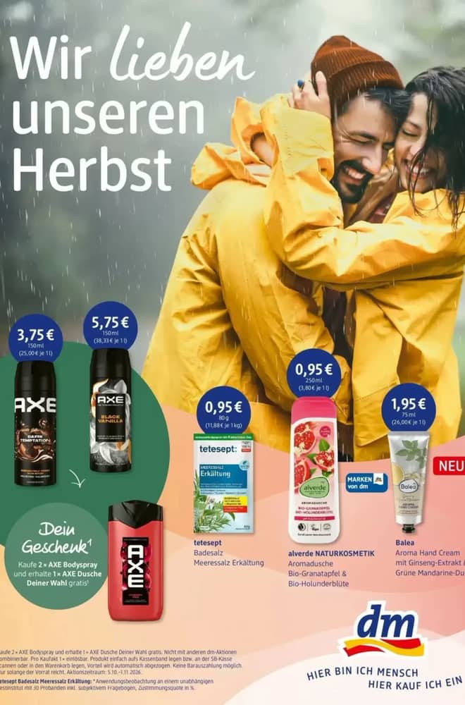 Titelseite des Prospekts von dm, gültig 7–31 Oktober 2026