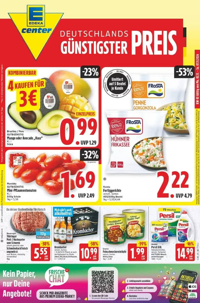 Titelseite des Prospekts von E center, gültig 2–7 November 2026