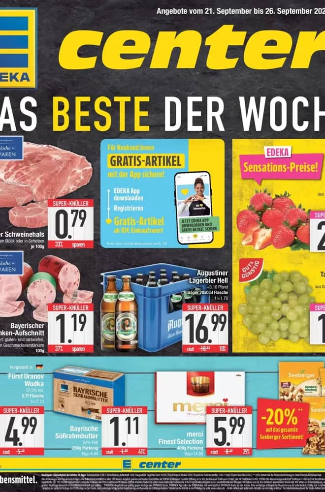 Titelseite des Prospekts von E center, gültig 20–26 September 2026