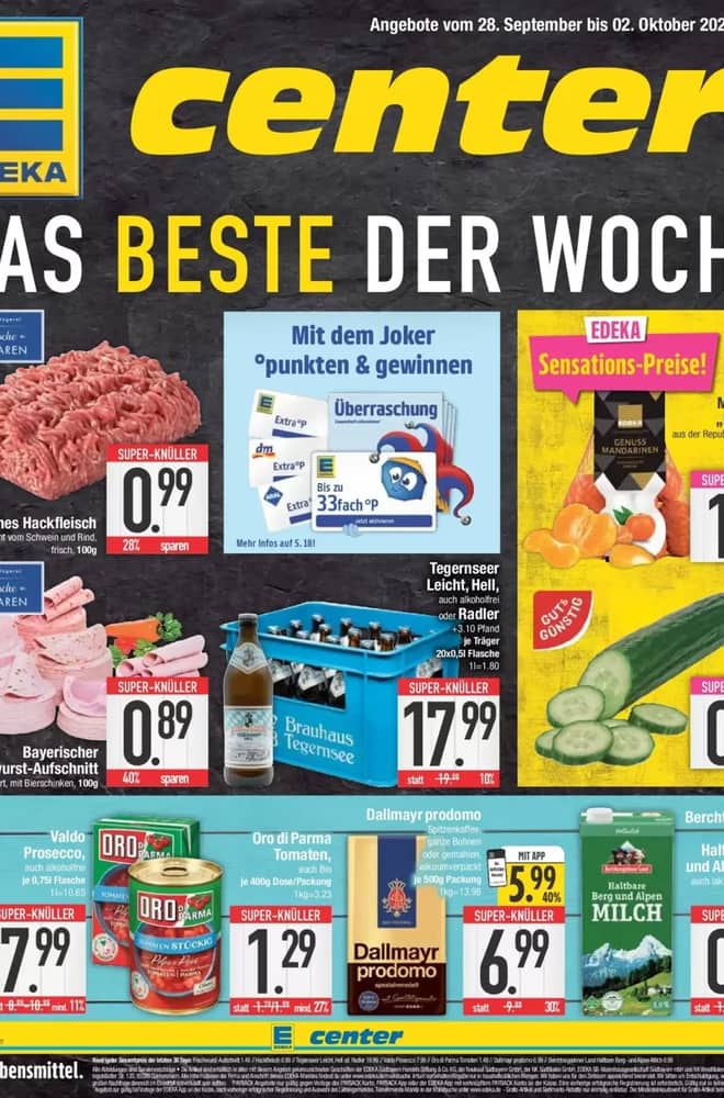 Titelseite des Prospekts von E center, gültig 27. September 2026 – 2. Oktober 2026
