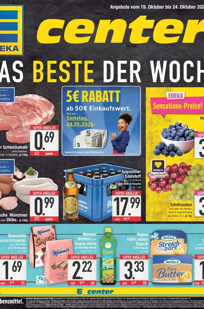 Titelseite des Prospekts von Edeka Center, gültig 18–24 Oktober 2026