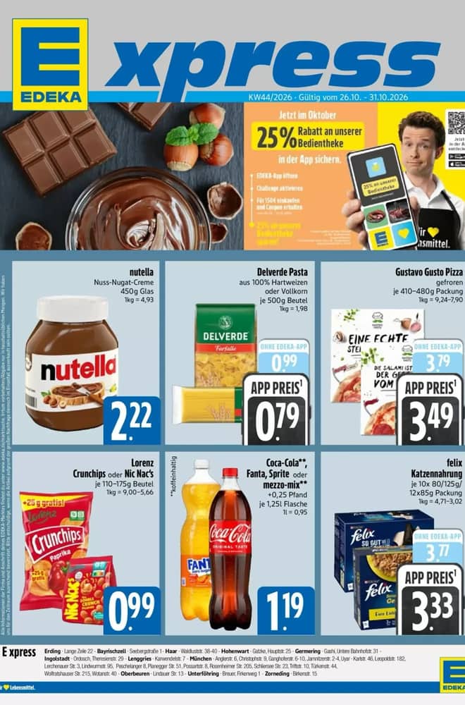 Titelseite des Prospekts von Edeka Xpress, gültig 25–31 Oktober 2026