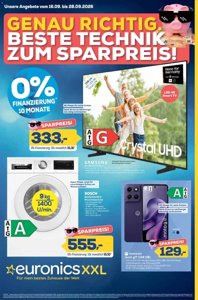 Titelseite des Prospekts von Euronics XXL, gültig 16–28 September 2026