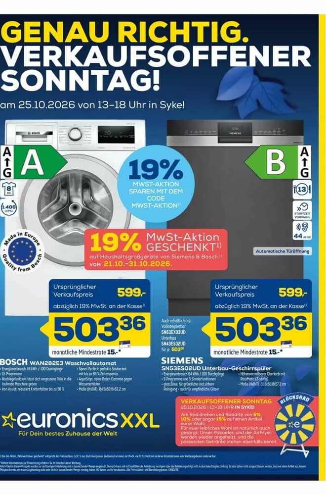 Titelseite des Prospekts von Euronics XXL, gültig 23–25 Oktober 2026