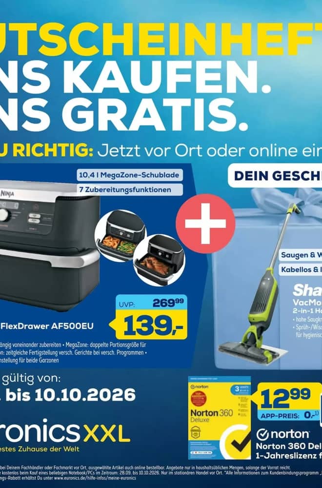 Titelseite des Prospekts von Euronics XXL, gültig 28. September 2026 – 10. Oktober 2026