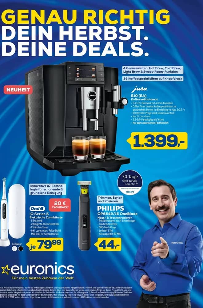 Titelseite des Prospekts von Euronics, gültig 14–24 Oktober 2026