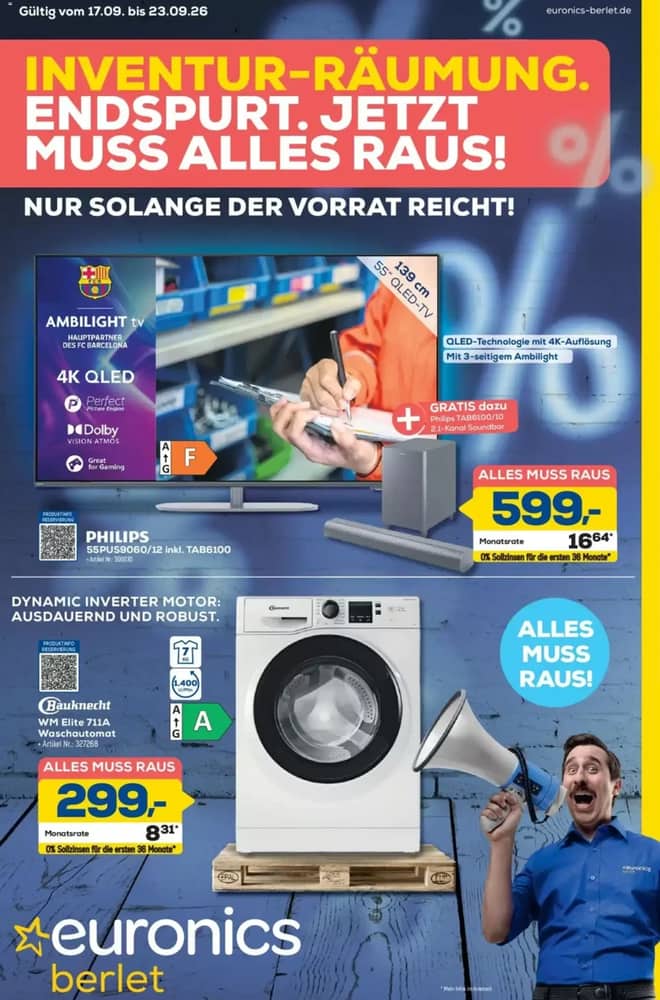 Titelseite des Prospekts von Euronics, gültig 17–23 September 2026