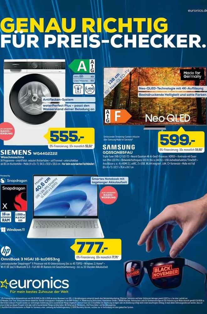 Titelseite des Prospekts von Euronics, gültig 28. Oktober 2026 – 7. November 2026