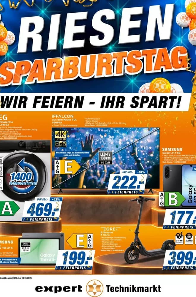Titelseite des Prospekts von Expert, gültig 9–15 Oktober 2026