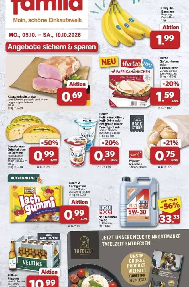 Titelseite des Prospekts von Famila Nordwest, gültig 5–10 Oktober 2026