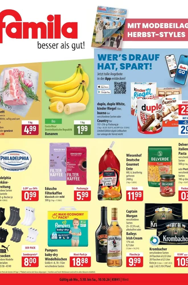 Titelseite des Prospekts von Famila, gültig 5–10 Oktober 2026