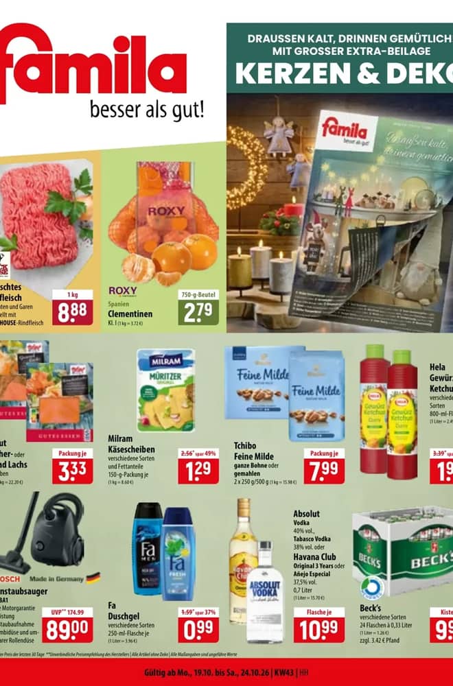 Titelseite des Prospekts von Famila, gültig 19–24 Oktober 2026