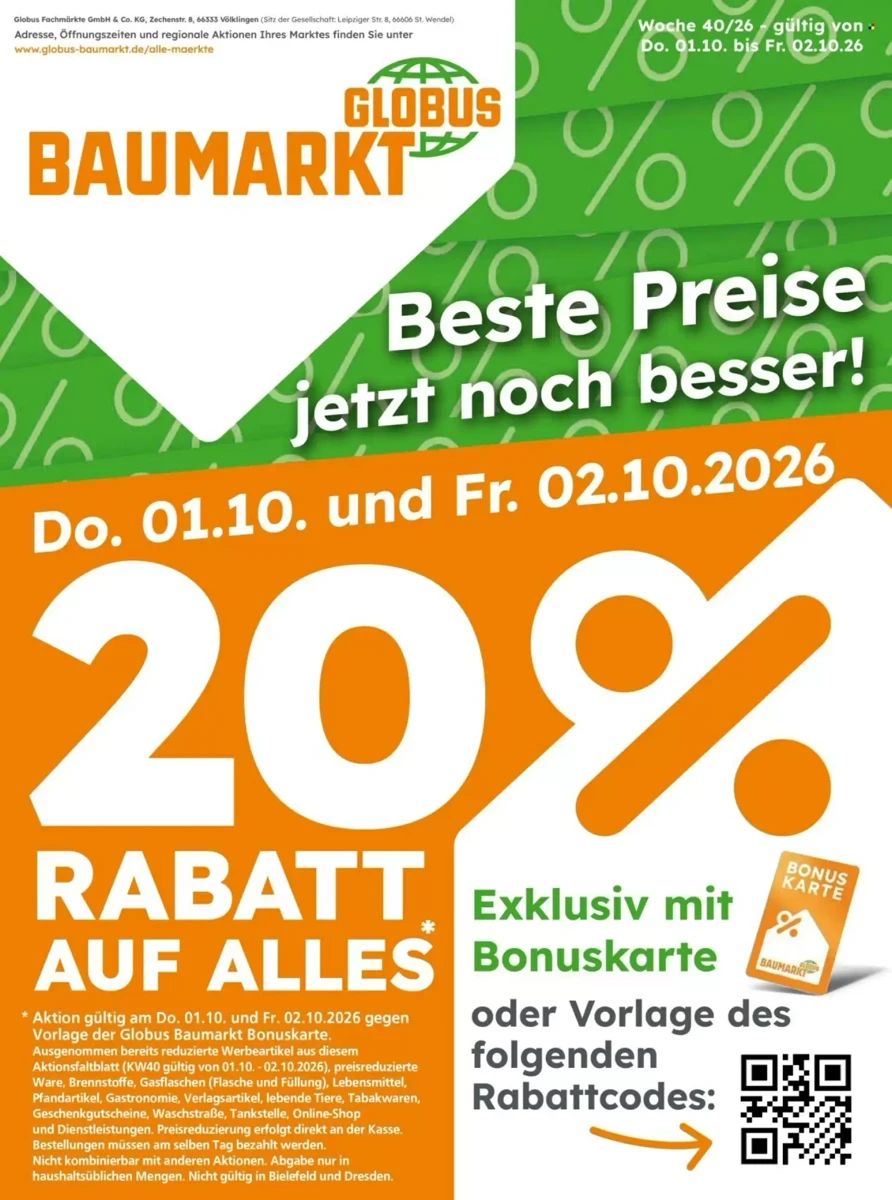 Prospekt Globus Baumarkt, Seite 1 von 4
