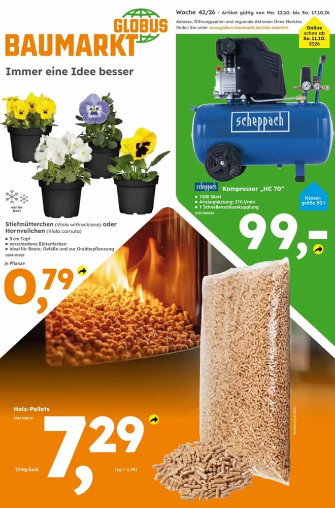 Titelseite des Prospekts von Globus Baumarkt, gültig 11–17 Oktober 2026