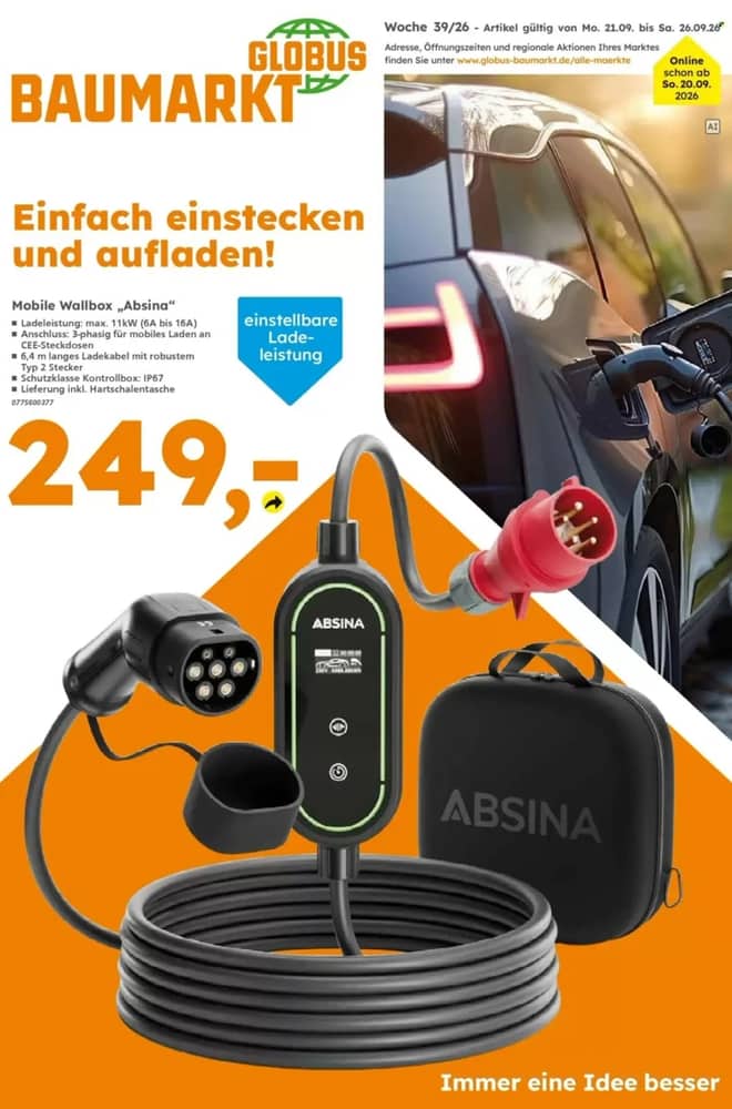 Titelseite des Prospekts von Globus Baumarkt, gültig 21–26 September 2026