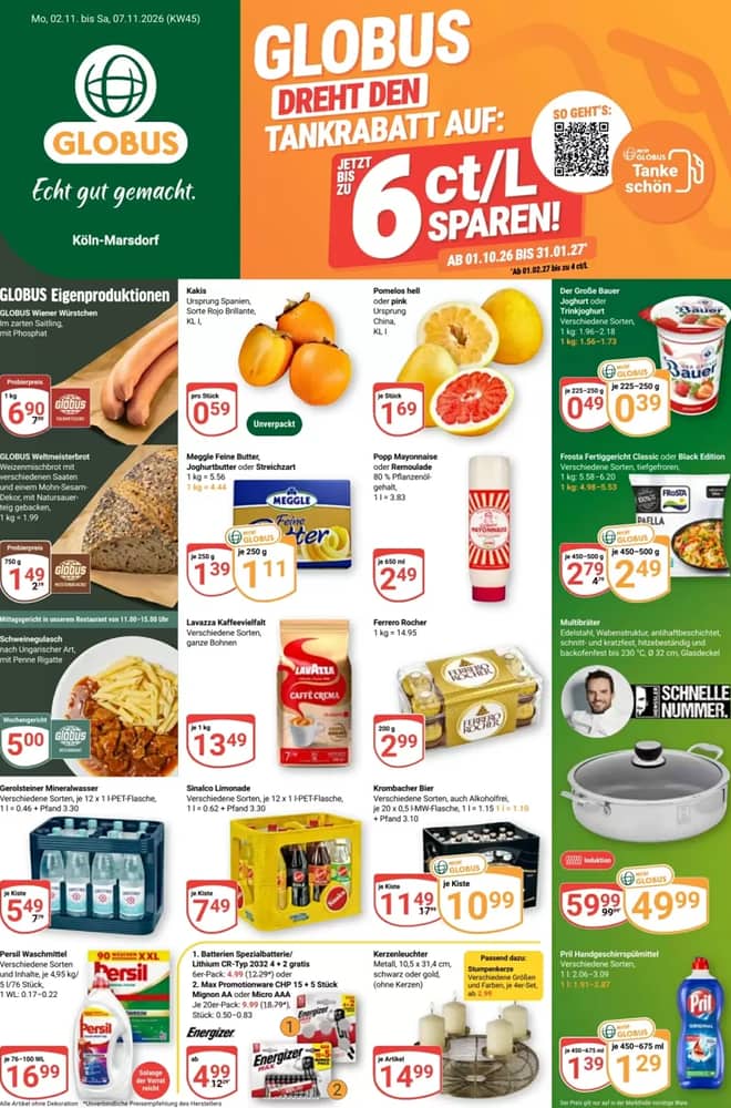 Titelseite des Prospekts von Globus, gültig 1–7 November 2026