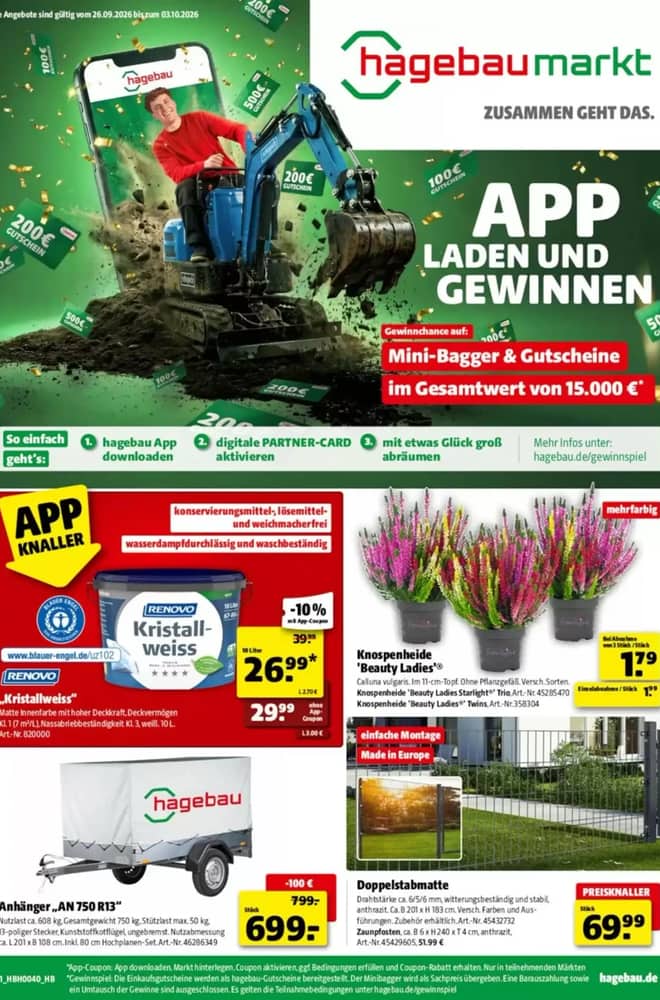 Titelseite des Prospekts von Hagebaumarkt, gültig 26. September 2026 – 3. Oktober 2026