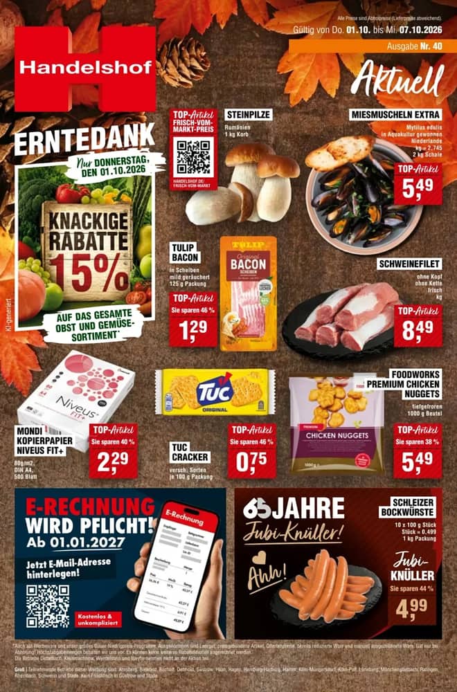 Titelseite des Prospekts von Handelshof, gültig 1–7 Oktober 2026