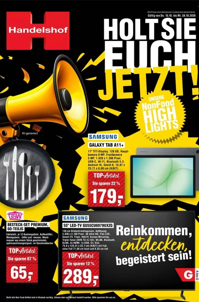 Titelseite des Prospekts von Handelshof, gültig 15–28 Oktober 2026