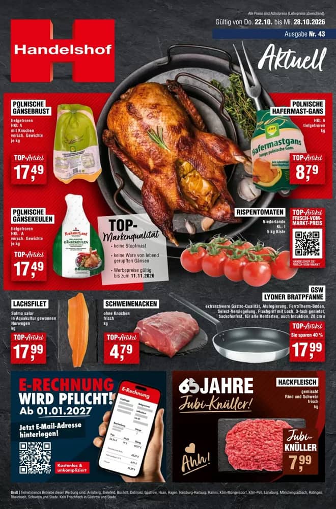 Titelseite des Prospekts von Handelshof, gültig 22–28 Oktober 2026