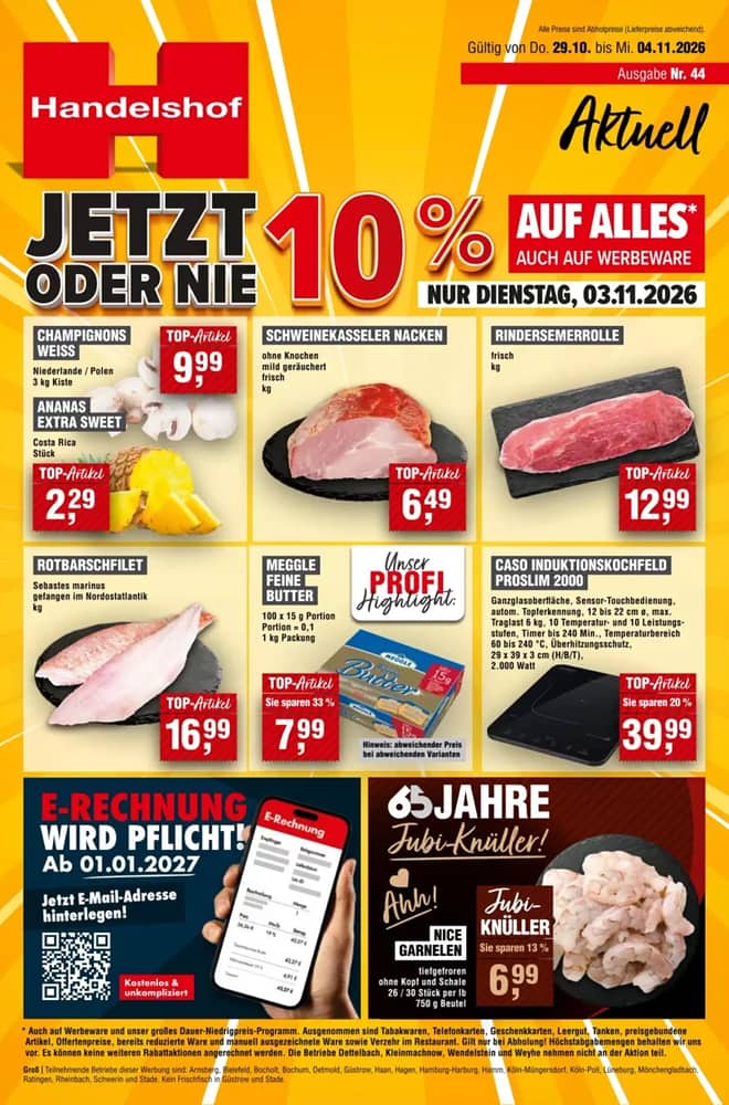 Titelseite des Prospekts von Handelshof, gültig 29. Oktober 2026 – 4. November 2026
